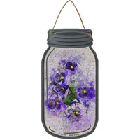 Purple Pansy Watercolor Novelty Metal Mason Jar Sign