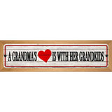 Grandmas Heart With Her Grandkids Novelty Wood Mounted Small Metal Street Sign