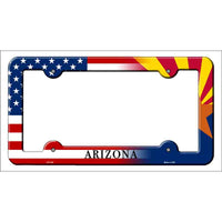 Arizona|American Flag Novelty Metal License Plate Frame LPF-442