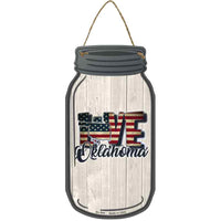 Love OKlahoma Silhouette Novelty Metal Mason Jar Sign