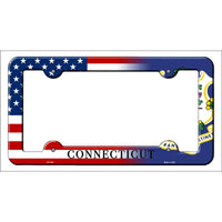 Connecticut|American Flag Novelty Metal License Plate Frame LPF-446