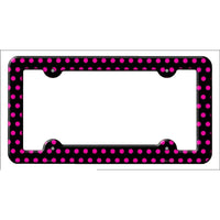 Black Pink Polka Dots Novelty Metal License Plate Frame LPF-267