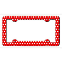 Red White Polka Dots Novelty Metal License Plate Frame LPF-261