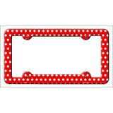 Red White Polka Dots Novelty Metal License Plate Frame LPF-261