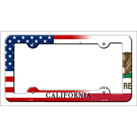 California|American Flag Novelty Metal License Plate Frame LPF-444