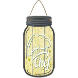 Chef Hat Yellow Novelty Metal Mason Jar Sign