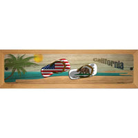 California Flag and US Flag Novelty Wood Mounted Small Metal Street Sign