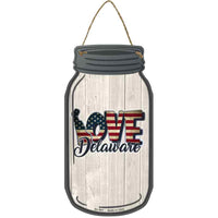 Love Delaware Silhouette Novelty Metal Mason Jar Sign