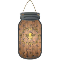 Save Bees Wood Novelty Metal Mason Jar Sign