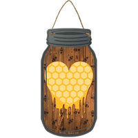 Honeycomb Heart Novelty Metal Mason Jar Sign