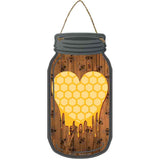 Honeycomb Heart Novelty Metal Mason Jar Sign