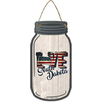 Love South Dakota Silhouette Novelty Metal Mason Jar Sign