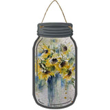 Yellow Sunflower Watercolor Novelty Metal Mason Jar Sign