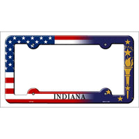 Indiana|American Flag Novelty Metal License Plate Frame LPF-453