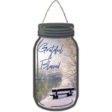 Winter Grateful And Blessed Novelty Metal Mason Jar Sign