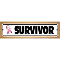 Survivor Pink Ribbon Breast Cancer Wood Mounted Small Metal Street Sign WB1302