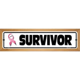 Survivor Pink Ribbon Breast Cancer Wood Mounted Small Metal Street Sign WB1302