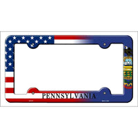 Pennsylvania|American Flag Novelty Metal License Plate Frame LPF-477