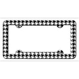 White Black Houndstooth Novelty Metal License Plate Frame LPF-026