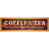 Coffee and Tea Bulb Lettering Novelty Wood Mounted Small Metal Street Sign