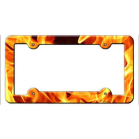 Flames Novelty Metal License Plate Frame LPF-023