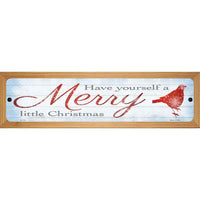 Merry Little Christmas Novelty Wood Mounted Small Metal Street Sign