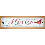 Merry Little Christmas Novelty Wood Mounted Small Metal Street Sign