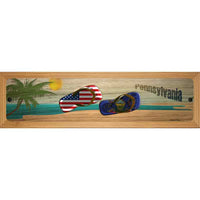 Pennsylvania Flag and US Flag Novelty Wood Mounted Small Metal Street Sign