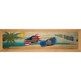 South Dakota Flag and US Flag Novelty Wood Mounted Small Metal Street Sign