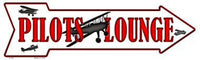 Pilots Lounge Metal Novelty Arrow Sign