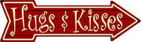 Hugs & Kisses Metal Novelty Seasonal Arrow Sign