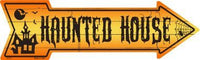 Haunted House Metal Novelty Seasonal Arrow Sign