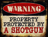 Warning Protected By A Shotgun Metal Novelty Parking Sign