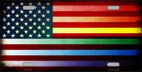 American Flag Rainbow Pride Metal Novelty License Plate