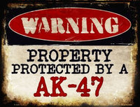 Warning An AK-47 Metal Novelty Parking Sign