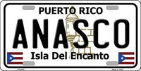 Anasco Puerto Rico State Background Metal Novelty License Plate