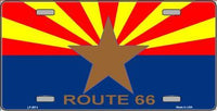 Route 66 Arizona Flag Metal License Plate