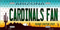 Arizona Cardinals NFL Fan Arizona State Background Novelty Metal License Plate