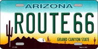 Route 66 Arizona Novelty Metal License Plate