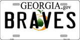 Atlanta Braves Georgia State Background Metal Novelty License Plate