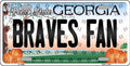 Atlanta Braves MLB Fan Georgia State Background Metal Novelty License Plate