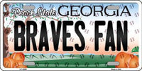 Atlanta Braves MLB Fan Georgia State Background Metal Novelty License Plate
