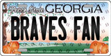 Atlanta Braves MLB Fan Georgia State Background Metal Novelty License Plate