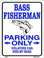Bass Fisherman Parking Only Metal Novelty Parking Sign