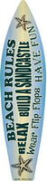 Beach Rules Metal Novelty Surf Board Sign