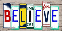 Believe License Plate Art Wood Pattern Metal Novelty License Plate
