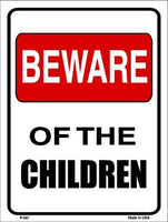 Beware Of Children Metal Novelty Parking Sign