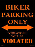 Biker Parking Only Metal Novelty Parking Sign