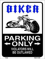 Biker Parking Only Metal Novelty Parking Sign