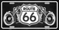 Route 66 With Bikes Metal Novelty License Plate